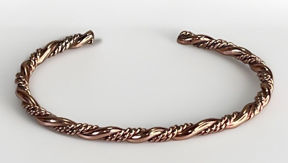 Navajo Handmade Copper Twisted Rope Cuff Bracelet 7.5” by Elaine Tahe NEW